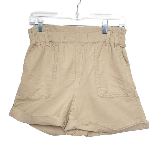 BP Beige Tan Paper Bag 100% Cotton Shorts Small - Picture 1 of 8